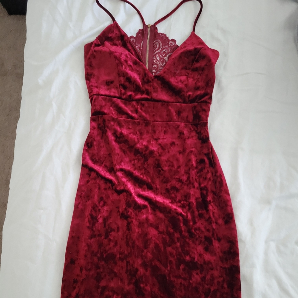 A'GACI red velvet dress NWT
